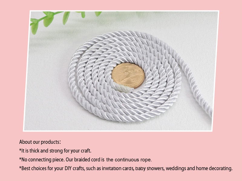 PAMIR TONG 5mm Twisted Satin Cord for Crafts 60 Yards Braided Decorative Cotton Cords Trims Polyester Twine Cord Thick Round Fabric Rope Thread for Sewing DIY Shiny Handfast Cord for Wedding - Image 4